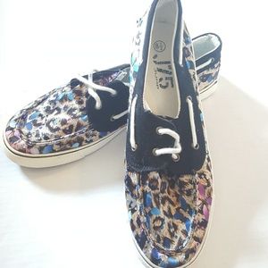 Fashion Boat Shoes multi color Leopard Canvas 8.5